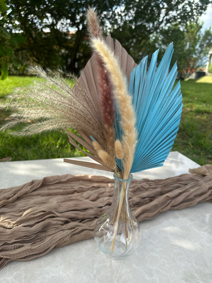 Mini Pampass Grass & Palm Bouquet Bundle + FREE Vase + FREE Shipping