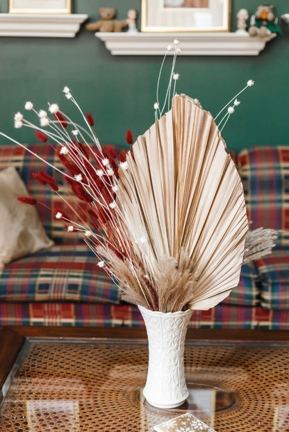 Includes 3 Palms: 12"W X 17"L Medium BEIGE Neutral Dried Palm Leaf | Palm Fan | Tropical Decor | DIY Floral Arrangements | Home | Party | Wedding | Boho Decor | Free Ships Flat, Ready to Use! 3 PCS