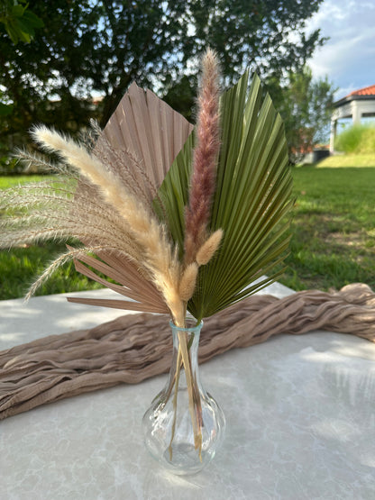 Mini Pampass Grass & Palm Bouquet Bundle + FREE Vase + FREE Shipping