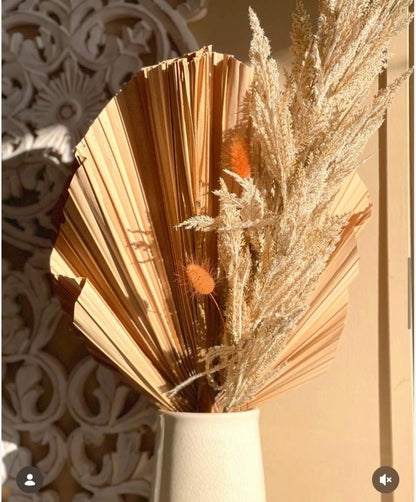 Includes 3 Palms: 12"W X 17"L Medium BEIGE Neutral Dried Palm Leaf | Palm Fan | Tropical Decor | DIY Floral Arrangements | Home | Party | Wedding | Boho Decor | Free Ships Flat, Ready to Use! 3 PCS