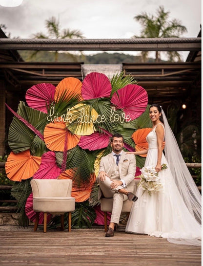 Includes 3 Palms: 12"W X 17"L Medium PINK Dried Palm Leaf | Palm Fan | Tropical Decor | DIY Floral Arrangements | Home | Party | Wedding | Boho Decor | Free Ships Flat, Ready to Use! 3 PCS