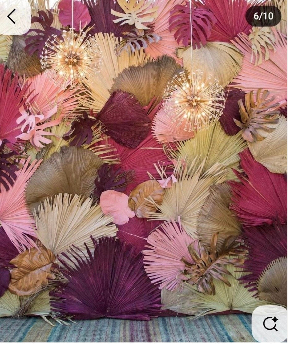 Includes 3 Palms: 12"W X 17"L Medium PINK Dried Palm Leaf | Palm Fan | Tropical Decor | DIY Floral Arrangements | Home | Party | Wedding | Boho Decor | Free Ships Flat, Ready to Use! 3 PCS