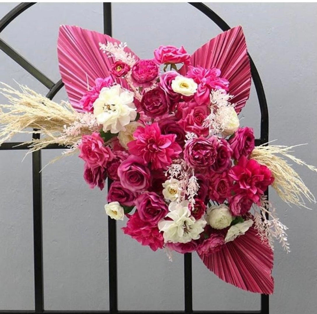 Includes 3 Palms: 12"W X 17"L Medium PINK Dried Palm Leaf | Palm Fan | Tropical Decor | DIY Floral Arrangements | Home | Party | Wedding | Boho Decor | Free Ships Flat, Ready to Use! 3 PCS