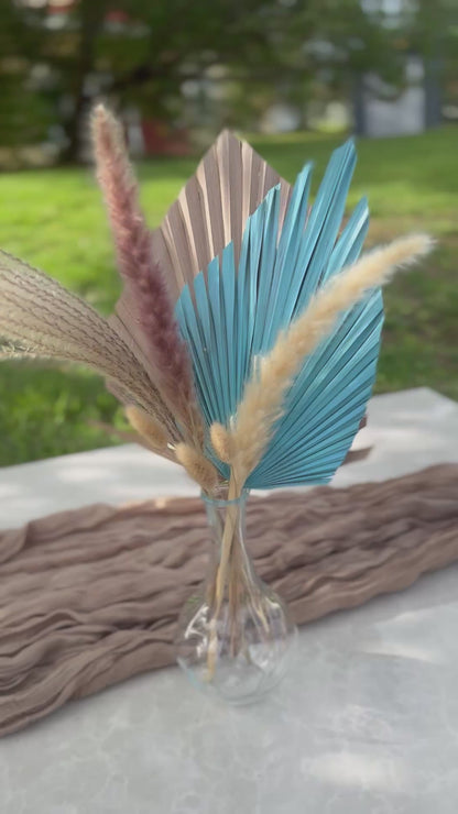 Mini Pampass Grass & Palm Bouquet Bundle + FREE Vase + FREE Shipping