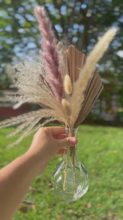 Mini Pampass Grass & Palm Bouquet Bundle + FREE Vase + FREE Shipping
