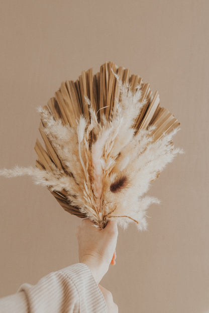 Includes 3 Palms: 12"W X 17"L Medium BEIGE Neutral Dried Palm Leaf | Palm Fan | Tropical Decor | DIY Floral Arrangements | Home | Party | Wedding | Boho Decor | Free Ships Flat, Ready to Use! 3 PCS