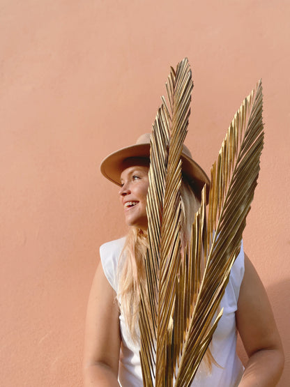 3 Pcs Natural Sago Palm Leaves Branches, Dried Painted Sago